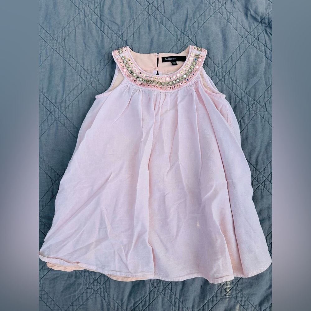 Autograph Pale Pink Beaded Neckline Dress